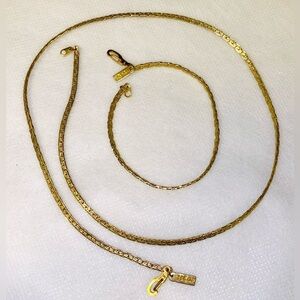 Gold Chain and Bracelet Set. 18 k gold plated